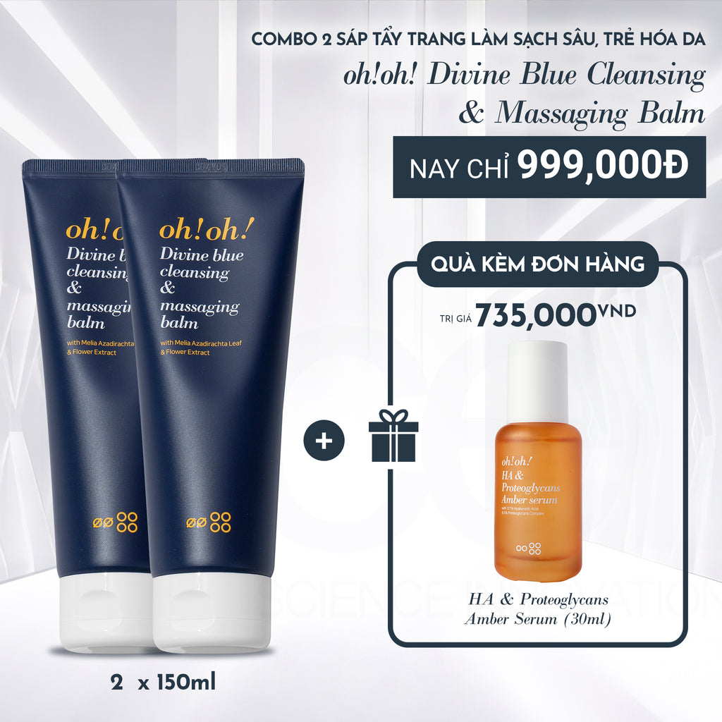 COMBO 02 SÁP TẨY TRANG LÀM SẠCH SÂU oh!oh! Divine Blue Cleansing & Massaging Balm (with Melia Azadirachta Leaf & Flower Extract)