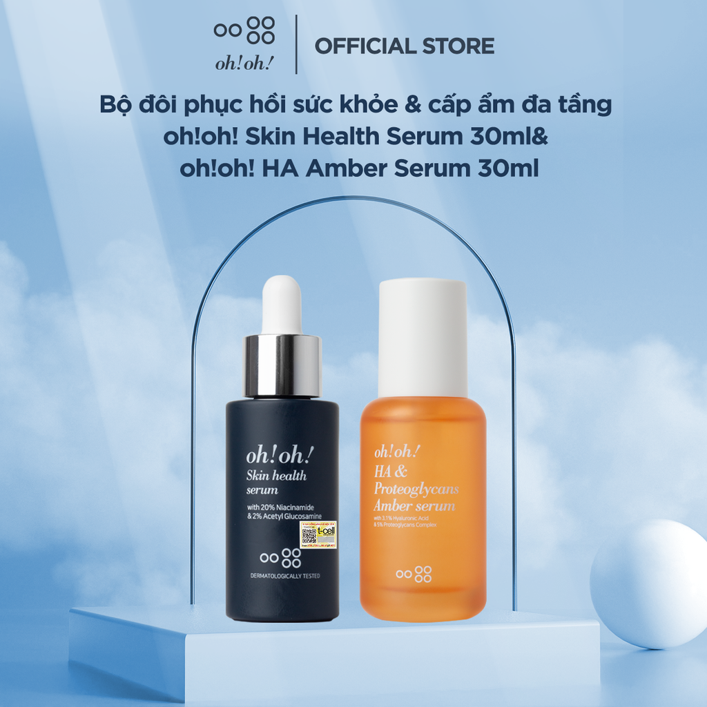 Bộ đôi phục hồi sức khỏe & cấp ẩm đa tầng oh!oh! Skin Health Serum 30ml & oh!oh! HA Amber Serum 30ml