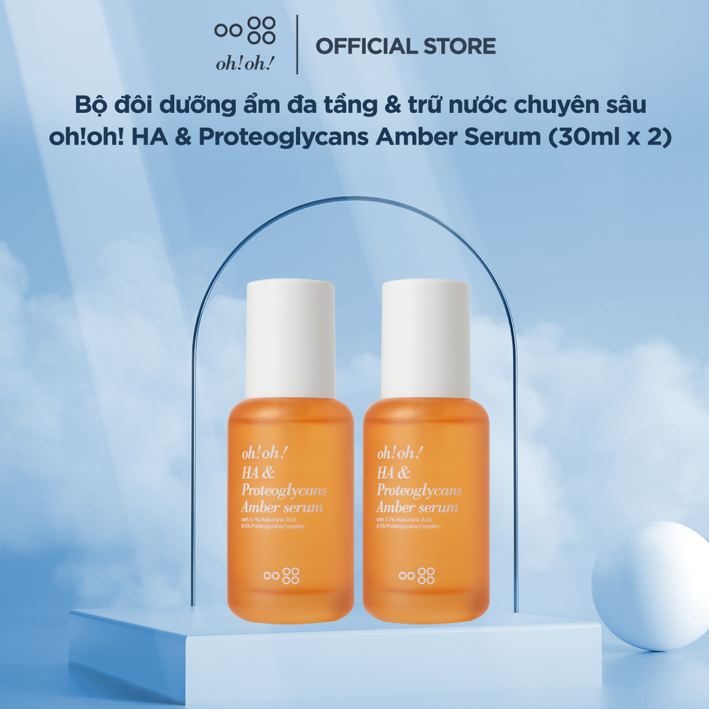 Bộ đôi dưỡng ẩm đa tầng & trữ nước chuyên sâu oh!oh! HA & Proteoglycans Amber Serum (30ml x 2)
