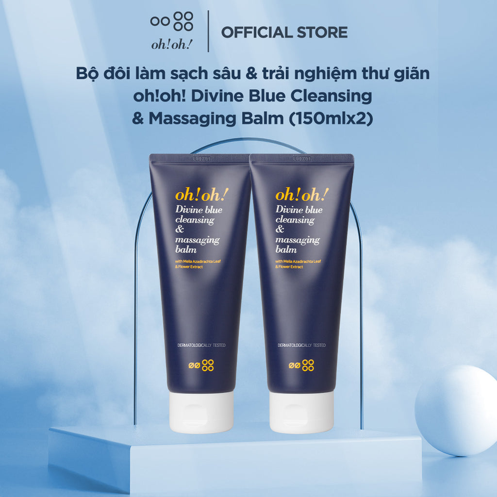 Bộ đôi làm sạch sâu & trải nghiệm thư giãn oh!oh! Divine Blue Cleansing & Massaging Balm (150mlx2)