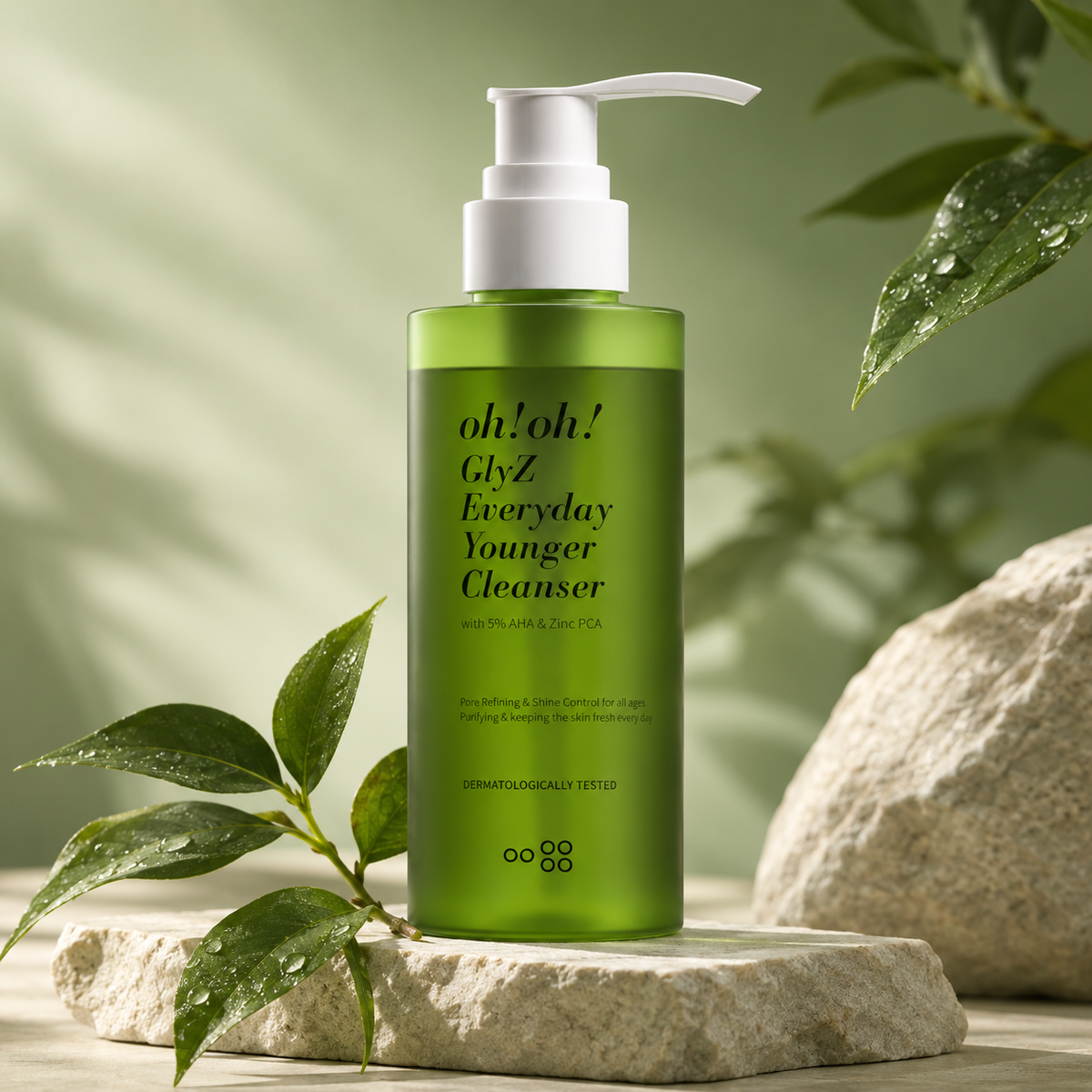 oh!oh! Glyz Everyday Younger Cleanser 200g (with 5% AHA & 1% Zinc PCA) - Gentle Cleansing Facial Cleanser, Supports Brighter and Younger-Looking Skin