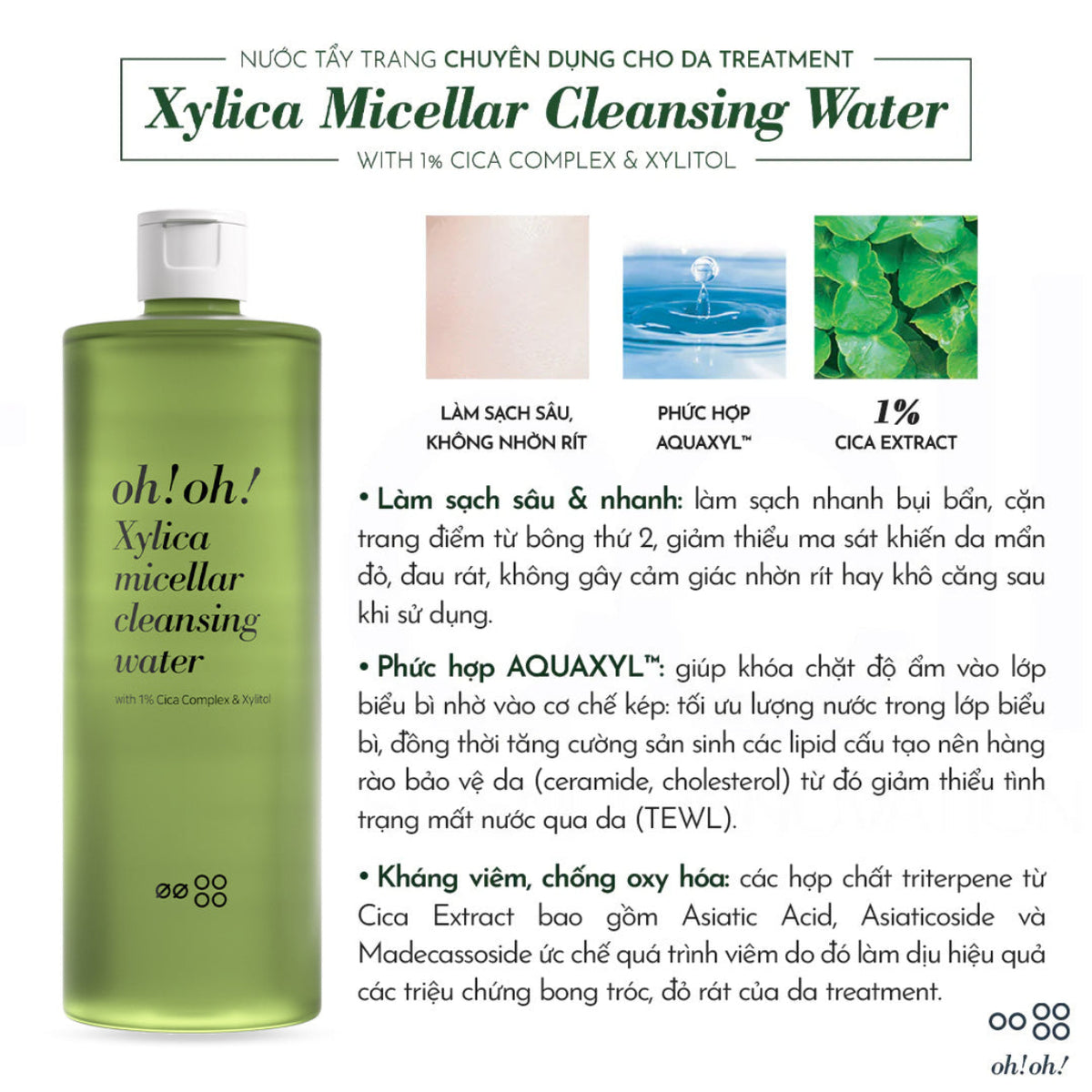 Nước Tẩy Trang oh!oh! Xylica Micellar Cleansing Water 50ml/500ml