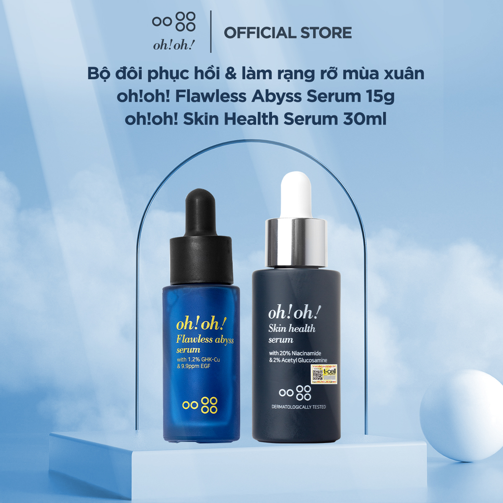 Bộ đôi phục hồi & làm rạng rỡ mùa xuân oh!oh! Flawless Abyss Serum 15g & oh!oh! Skin Health Serum 30ml