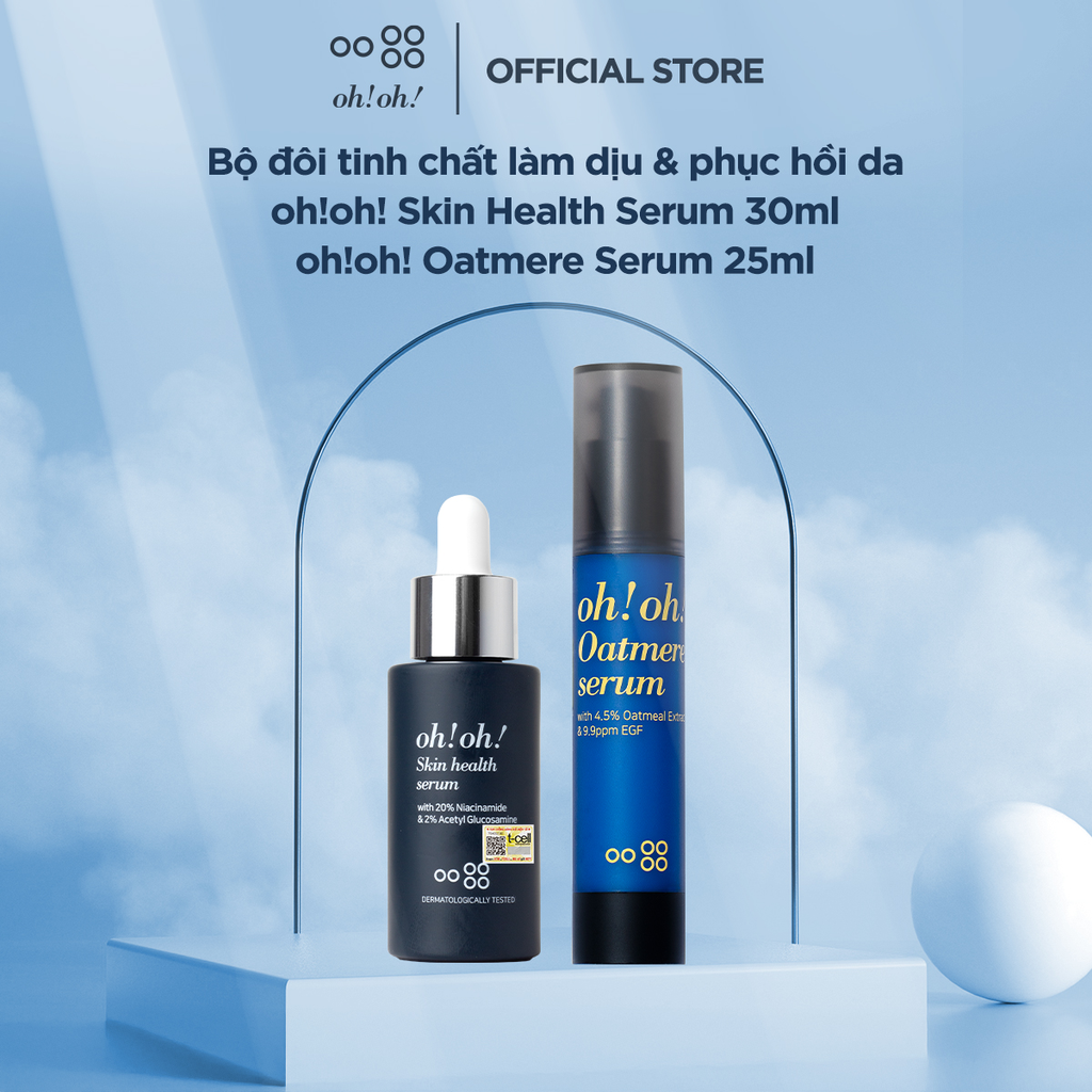 Bộ đôi tinh chất làm dịu & phục hồi da oh!oh! Skin Health Serum 30ml & oh!oh! Oatmere Serum 25ml